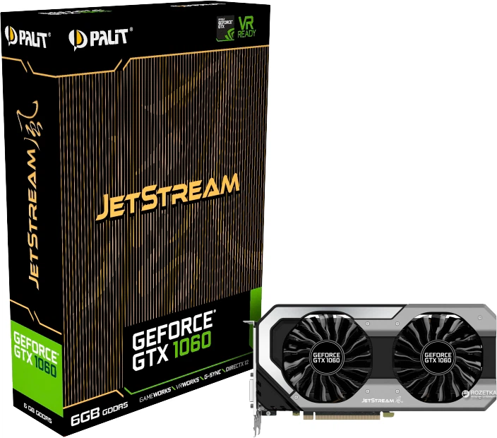 Видеокарта Palit PCI-Ex GeForce GTX 1060 Jetstream 6GB GDDR5