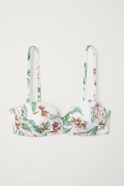 Купальний ліф H&M 65B біло-зелений квіти 412589599 - Фото 1 Купальний ліф H&M 65B біло-зелений квіти 412589599 - зображення 1