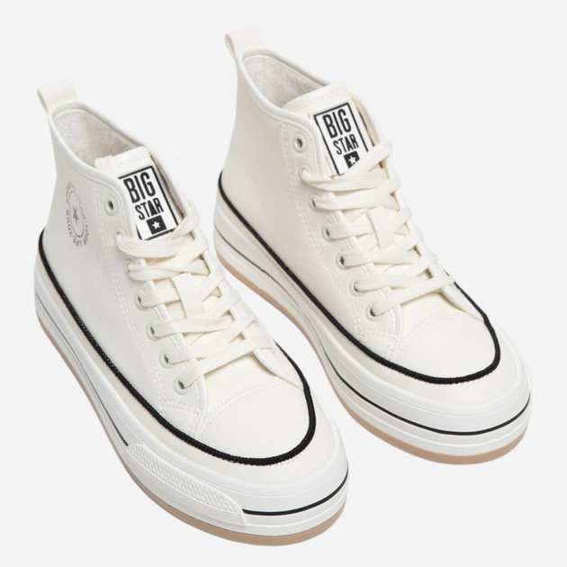 Sneakersy damskie ze skóry ekologicznej za kostkę Big Star Oo274061 101 37 Białe (5900714781712) - obraz 2