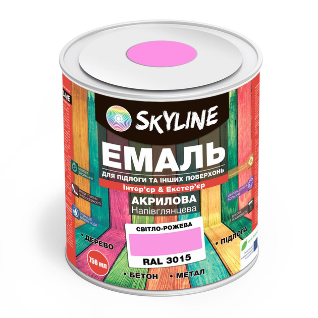 Емаль для підлоги SkyLine Рожева RAL 3015 0.75 л - зображення 1