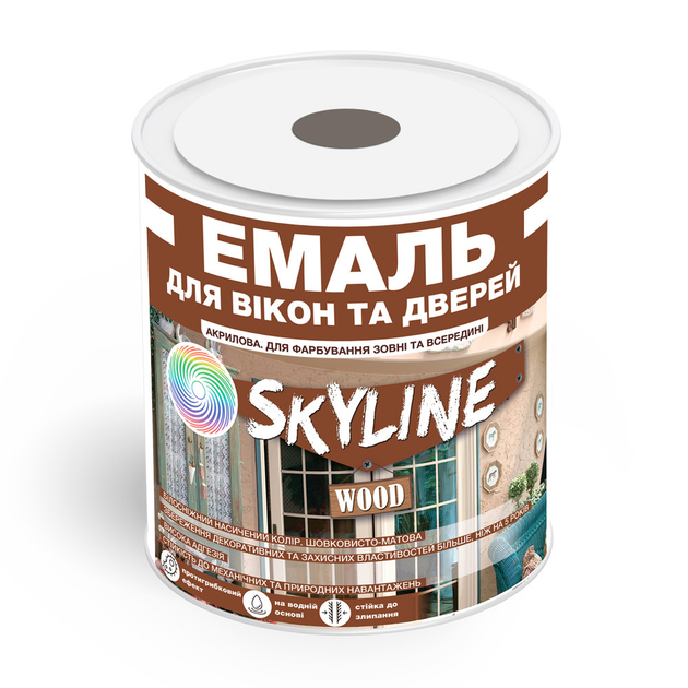 Емаль акрилова Для Вікон та Дверей SkyLine Wood Сіра RAL 7046 0.75 л - зображення 1