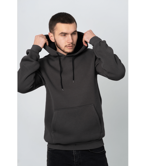 Однотонное классическое теплое худи - HECTOR - 30180 - XL - Темно-серый - Фото 1 Однотонное классическое теплое худи - HECTOR - 30180 - XL - Темно-серый - изображение 1