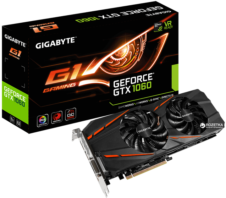 Видеокарта Gigabyte PCI-Ex GeForce GTX 1060 G1 Gaming 3072MB
