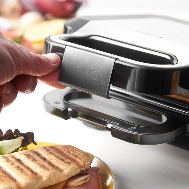 Мультимейкер Russell Hobbs, 750Вт, комплект-3 пластини, алюміній, корпус-нержав.сталь, пластик, чорний-срібний - изображение 3