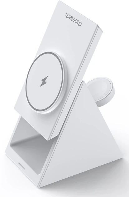 Ładowarka bezprzewodowa Choetech 3-w-1 magnetyczna 15W White (T600-F) - obraz 2