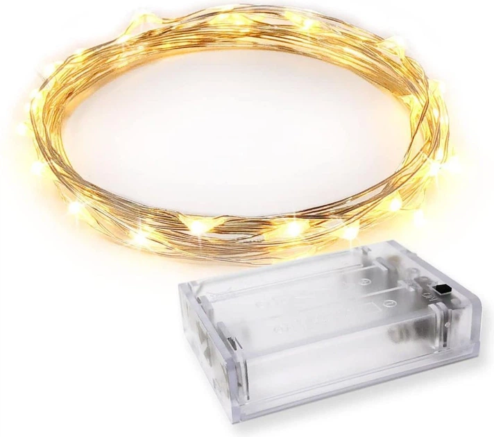Светодиодная гирлянда "Роса" на батарейках, 3м, статический режим, 30 LED, IP44, Теплый белый - Фото 2 Светодиодная гирлянда "Роса" на батарейках, 3м, статический режим, 30 LED, IP44, Теплый белый - изображение 2