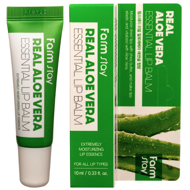 Бальзам для губ увлажняющий с соком алоэ FarmStay Real Aloe Vera Essential Lip Balm, 10 мл - Фото 1 Бальзам для губ увлажняющий с соком алоэ FarmStay Real Aloe Vera Essential Lip Balm, 10 мл - изображение 1