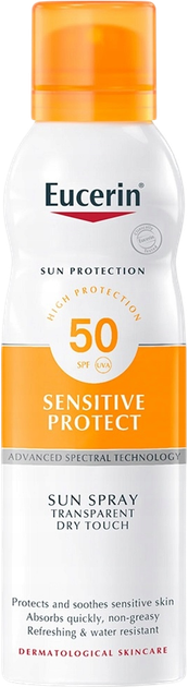 Mgielka do opalania Eucerin Sensitive Protect Transparent SPF50 200 ml (4005800126253) - obraz 1