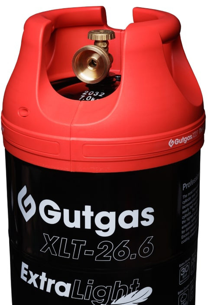 Набір Балон газовий сталевий GUTGAS Ragasco ExtraLight XLT-26.6, 26.6 л, 30 бар, вентиль KLF, 7.3 кг (GAXL2622) + Комплект під'єднання газового балона GOK з вентилем Shell та KLF (694743654783) - зображення 4