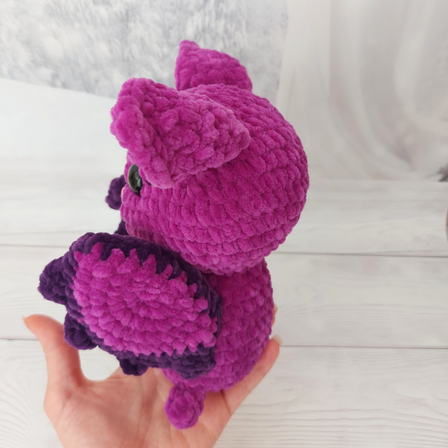 М'яка плюшева іграшка handmade Кажан 21 см фіолетова в'язана гачком амігурумі - зображення 4