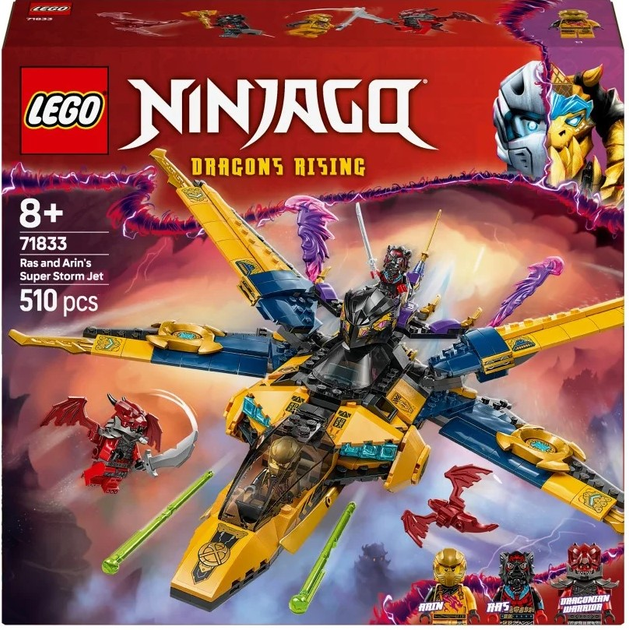 Zestaw klocków LEGO Ninjago Ras i burzowy superodrzutowiec Arina 510 elementów (71833) - obraz 1