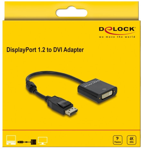 Адаптер Delock DisplayPort - DVI 20 см Black (4043619626014) - зображення 2