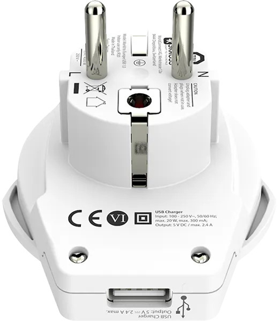 Мережевий зарядний пристрій Skross USB World to Europe 16 A White (1.500266) - зображення 4