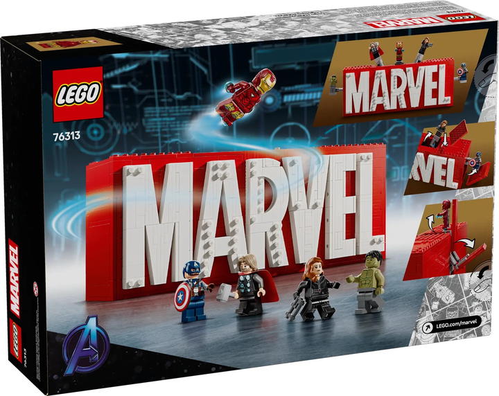 Конструктор LEGO Super Heroes Marvel Логотип і міні фігурки MARVEL 931 елемент (76313) - зображення 8