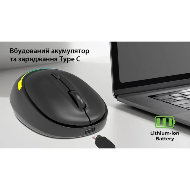 Мышка REAL-EL RM-440W Wireless/Bluetooth Black (EL123200045) - изображение 2