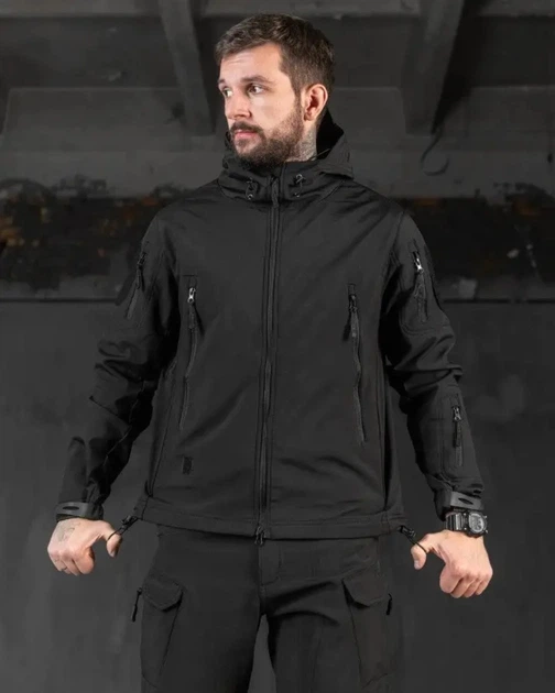 Костюм Софтшел Черный SoftShell на флисе 3XL - изображение 2