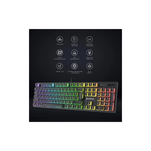 Клавіатура GamePro MK85B Blue Switch RGB USB Black (MK85B) - Фото 9 Клавіатура GamePro MK85B Blue Switch RGB USB Black (MK85B) - зображення 9