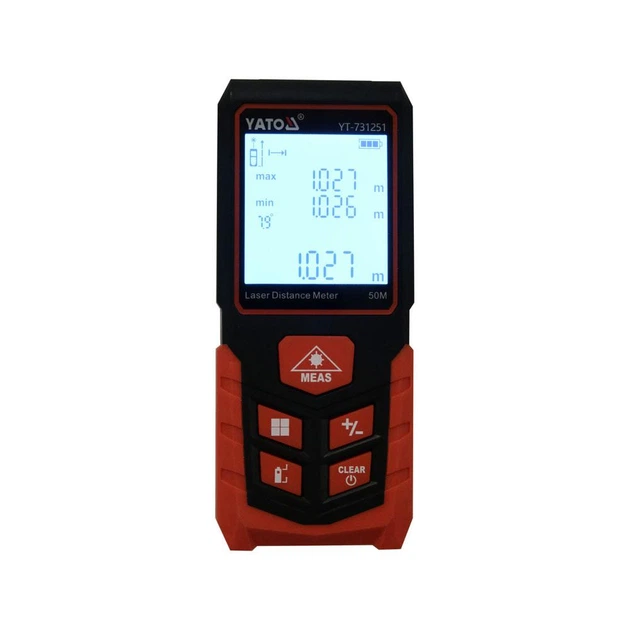 Дальномер лазерный Yato с LCD-дисплеем (50м) погрешность ±2мм (измерения площади и объема) питание 2-ААА (YT-731251) - изображение 7