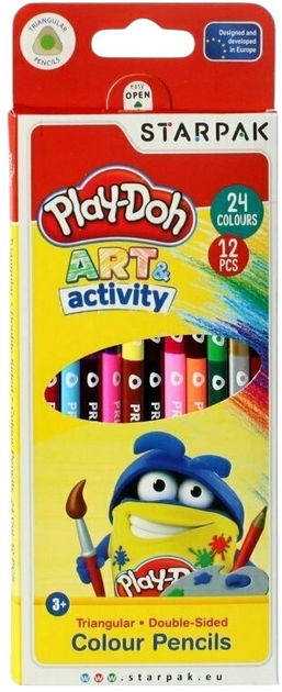 Кольорові олівці Starpak PlayDoh двосторонні 24 кольори 12 шт. (5903246499346) - зображення 1