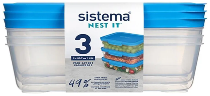 Набір контейнерів Sistema Meal Prep 1.5 л 3 шт (9414202591333) - зображення 1