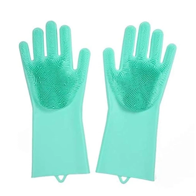 Силиконовые многофункциональные перчатки Magic Silicone Gloves Pink для уборки, чистки и мытья посуды Бирюзовые - изображение 5