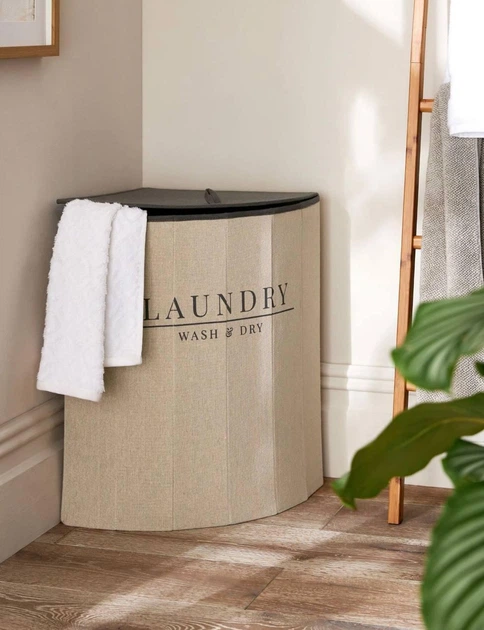 Корзина для білизни кутова бежева Laundry 550х490х390 мм - зображення 4