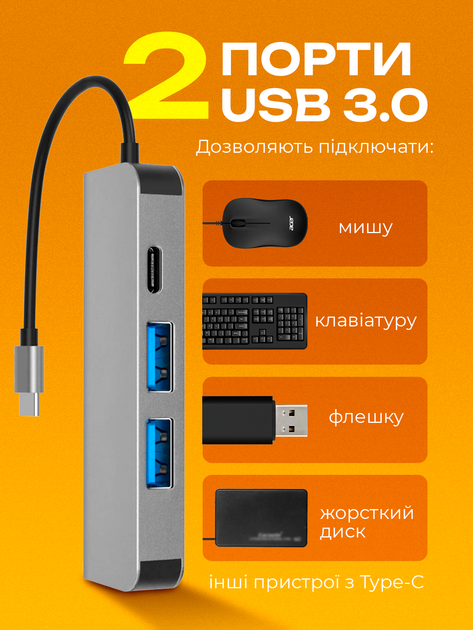 Usb хаб переходник type c на юсб 4в1 hub адаптер с юсб на тайп си для ноутбука смартфона планшета пк компактный концентратор разветвитель 4 порта 4K hdmi 2xUSB3.0 5Gbs PD hub 4in1 - Фото 3 Usb хаб переходник type c на юсб 4в1 hub адаптер с юсб на тайп си для ноутбука смартфона планшета пк компактный концентратор разветвитель 4 порта 4K hdmi 2xUSB3.0 5Gbs PD hub 4in1 - изображение 3