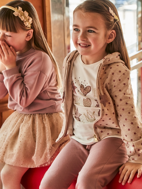 Komplet dziecięcy dla dziewczynki (bluza rozpinana + koszulka z długimi rękawami + spodnie) Mayoral 4.889-86 110 cm Kremowy/Różowy (8445865484909) - obraz 5