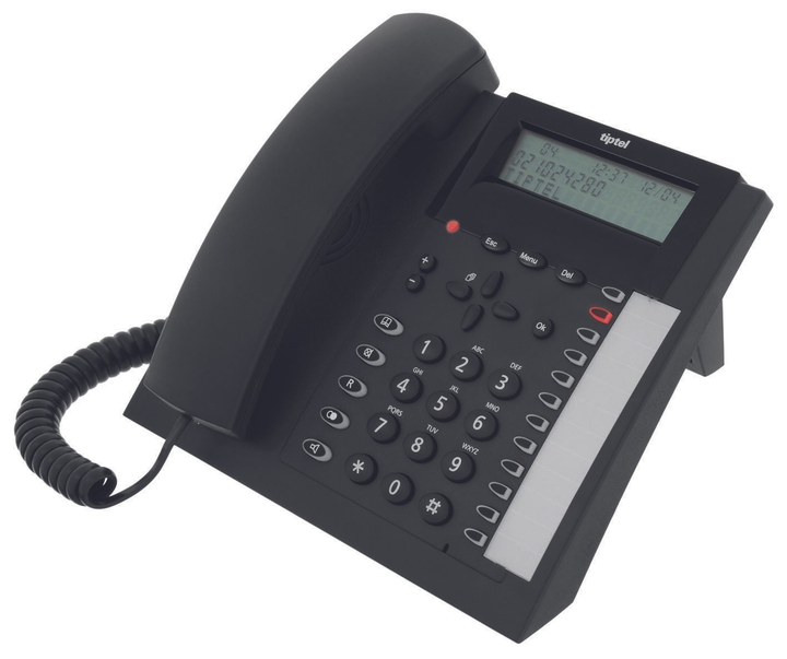 Telefon analogowy przewodowy Tiptel 1020 Black (4005579204343) - obraz 1