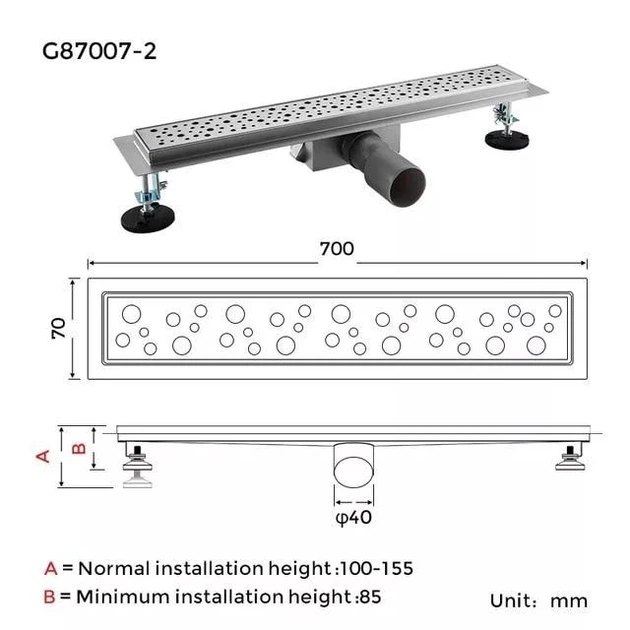 Душовий трап GAPPO G87007-2 70х700 мм - Фото 9 Душовий трап GAPPO G87007-2 70х700 мм - зображення 9