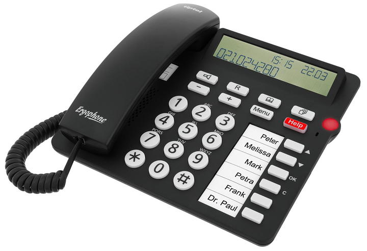 Telefon analogowy przewodowy Tiptel Ergophone 1300 Black (4005579204619) - obraz 1