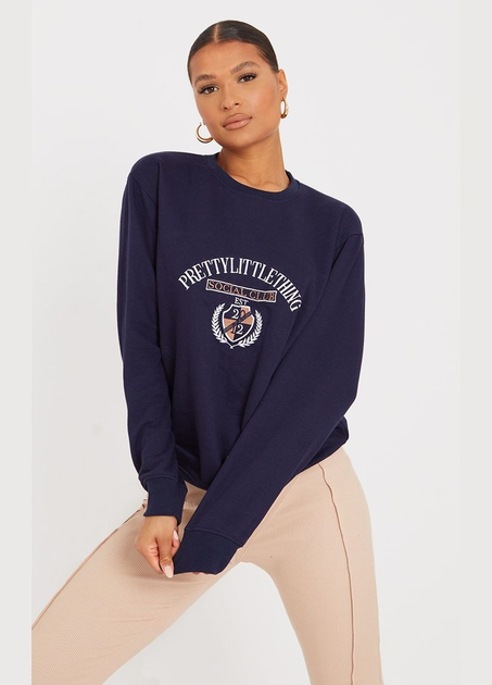 Свитшот на флисе PrettyLittleThing XS Темно-синий CMT1784 от продавца ...
