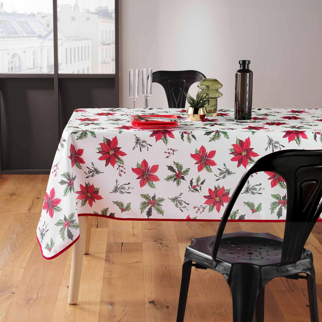 Святкова скатертина Douceur d'interieur Amaryllis з принтом вифлеємської зірки 150 x 240 см (3574387231366) - зображення 3