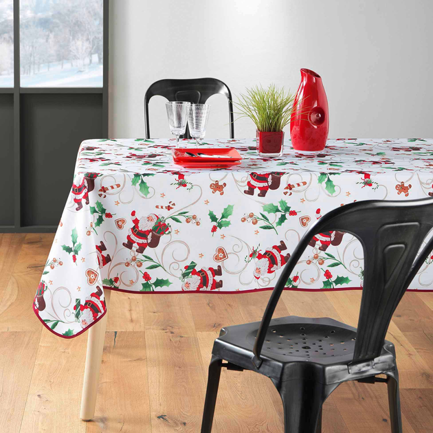 Святкова скатертина Douceur d'interieur Noel з принтом біла 150 x 240 см (3574387231380)  - зображення 3