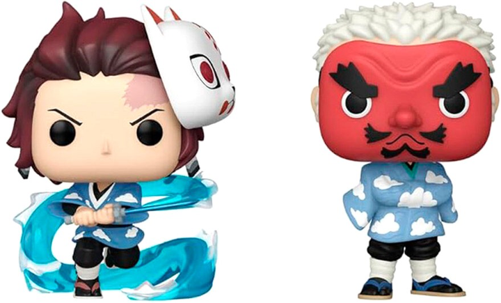 Набір фігурок Funko Pop! Animation Demon Slayer Kimetsu no Yaiba Tanjiro Kamado and Sakonji Urokodaki 10 см 2 шт (889698708616) - зображення 2