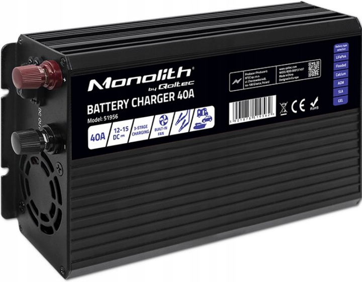 Зарядное устройство для аккумуляторов LiFePO4 AGM GEL SLA 40A 12V Qoltec - изображение 3