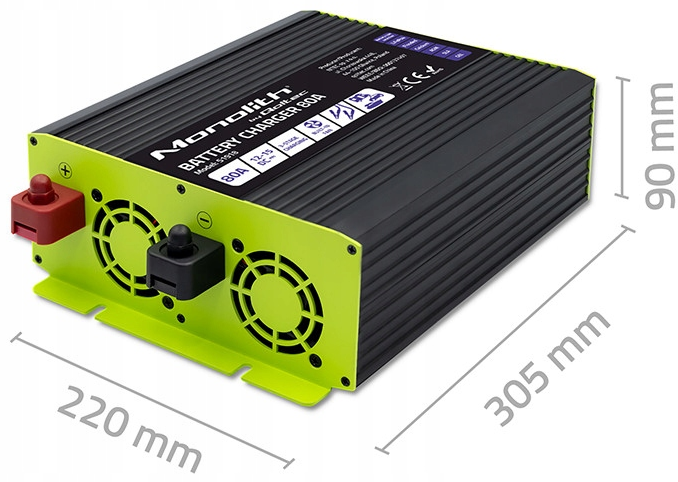 Зарядное устройство для аккумуляторов LiFePO4 AGM GEL SLA 80A 12V Qoltec - изображение 6