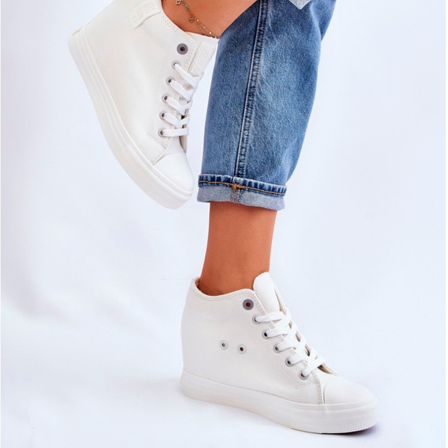 Sneakersy damskie na koturnie Big Star LL274035 37 Białe (5900714605766) - obraz 4