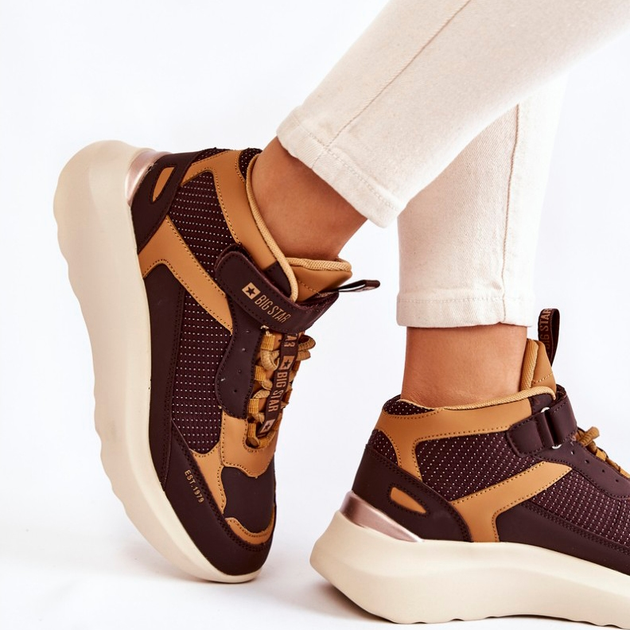 Sneakersy damskie na platformie Big Star KK274404 37 Brązowe (5900714580353) - obraz 7
