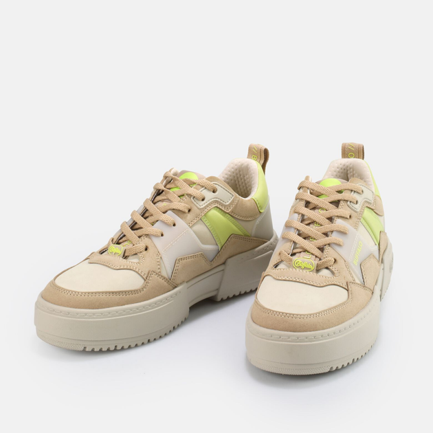 Sneakersy damskie z eko skóry Buffalo Calzature 1630728 36 Beżowy/Limonkowy (4061516571138) - obraz 4