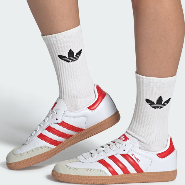 Жіночі кеди низькі adidas Originals Samba OG W IF6513 38 (5UK) Білий/Червоний (4066765920911) - зображення 2