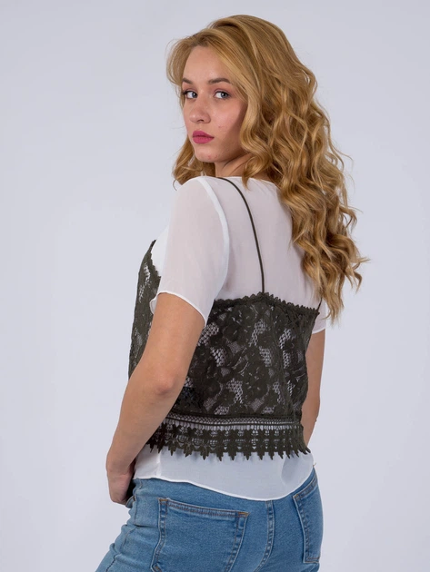 Блуза с кружевным верхом Vero Moda 317341513 M (82958M) Белый - изображение 2
