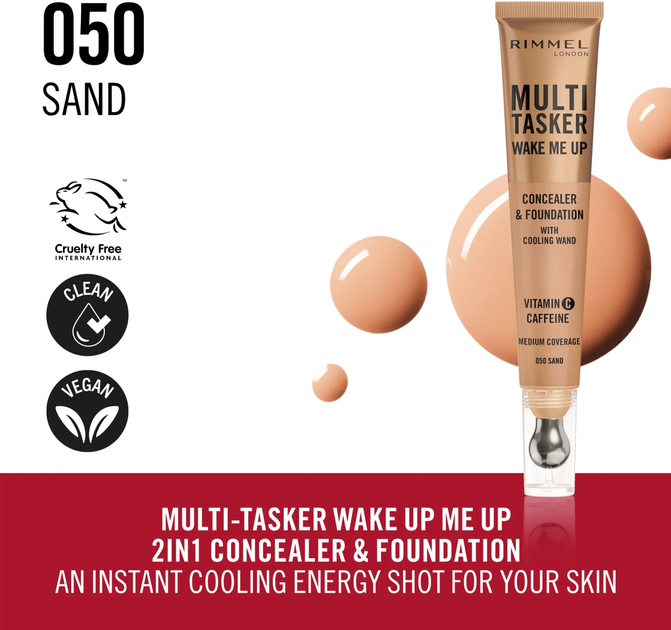 Podkład do twarzy Rimmel London Multitasker Wake Me Up Sand 20 ml (3616305714909) - obraz 2