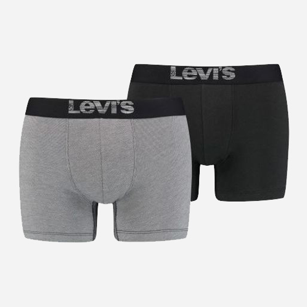 Набір трусів-боксерів чоловічих бавовняних Levi's Opt Ill Boxer Brief Org Co 701203921-007 M 2 шт Сірий/Чорний (8720245183635) - зображення 1