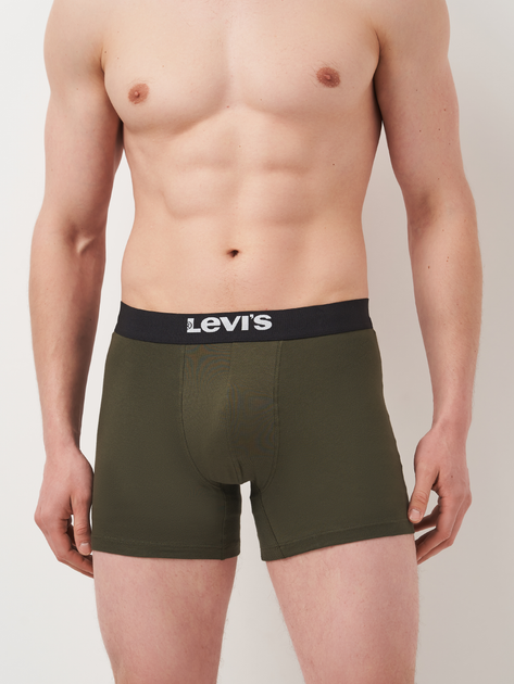 Zestaw majtek męskich typu bokserki bawełnianych 2 szt Levi's Sld Basc Boxer Brief Org Co 701222842-012 L Khaki (8720245437882) - obraz 3