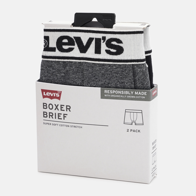 Zestaw majtek męskich typu bokserki bawełnianych 2 szt Levi's Vntg Htr Boxer Brief Org Co 701227424-001 L Czarny (8720245581219) - obraz 7