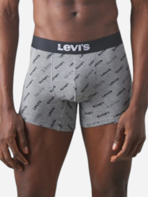 Набір трусів-боксерів чоловічих бавовняних Levi's Logo Aop Boxer Brief Org Co 701227428-002 M 2 шт Сірий (8720245581585) - зображення 3