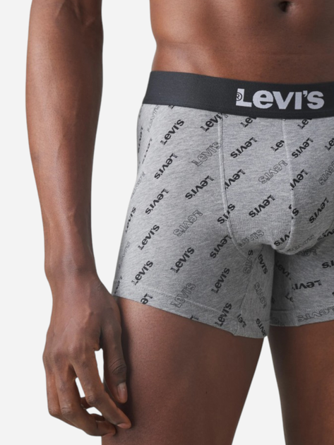Набір трусів-боксерів чоловічих бавовняних Levi's Logo Aop Boxer Brief Org Co 701227428-002 M 2 шт Сірий (8720245581585) - зображення 8