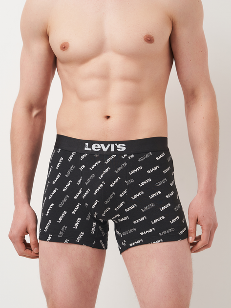 Набір трусів-боксерів чоловічих бавовняних Levi's Logo Aop Boxer Brief Org Co 701227428-003 XL 2 шт Чорний (8720245581653) - зображення 3