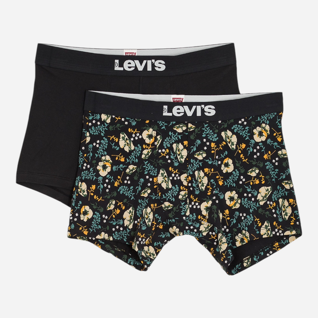 Набір трусів-боксерів чоловічих бавовняних Levi's Flower Aop Boxer Brief 2P 701229538-001 L 2 шт Чорний (8720245656177) - зображення 1